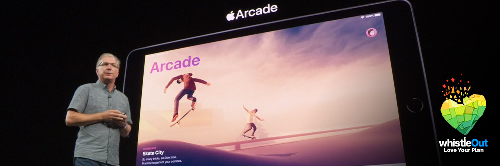 Apple Arcade en cours de présentation sur grand écran Apple Arcade en cours de présentation sur grand écran