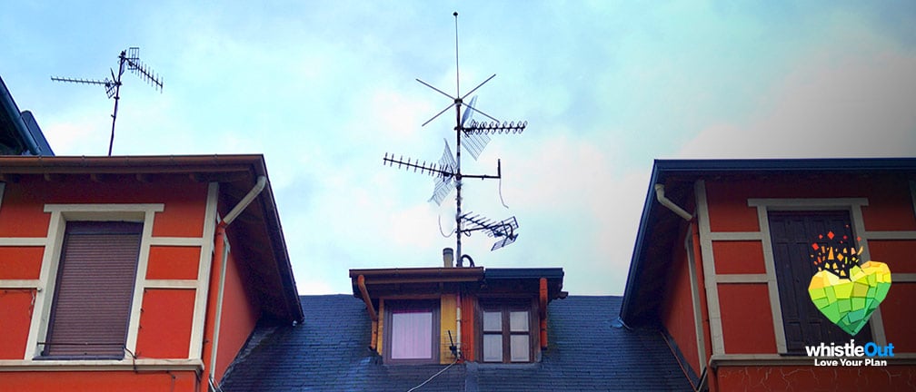 TV antennas on a townhouse