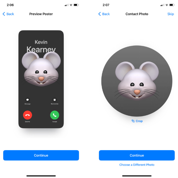 Screenshots of Preview Posters for Memoji Contact Posters