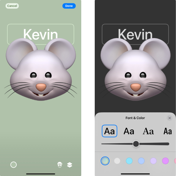 Screenshots of preview pages for Memojis