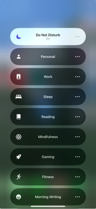 Screenshot of Do Not Disturb mode turned off