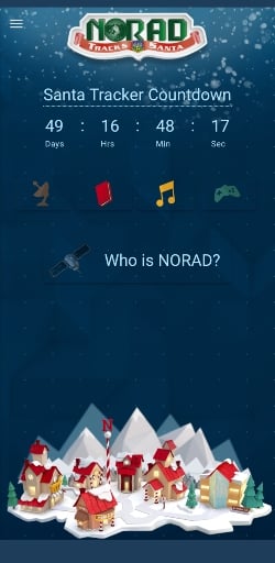 Screenshot of Norad Tracks Santa Claus app