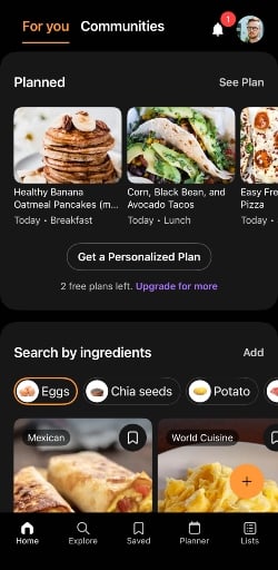 Screenshot of Samsung Food app