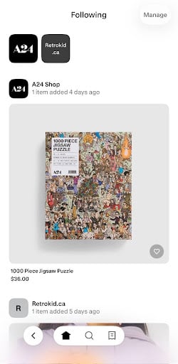 Screenshot of Shop app