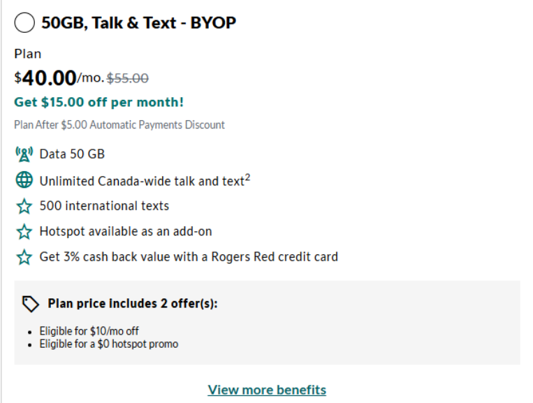 Photo of Fido's current plans.