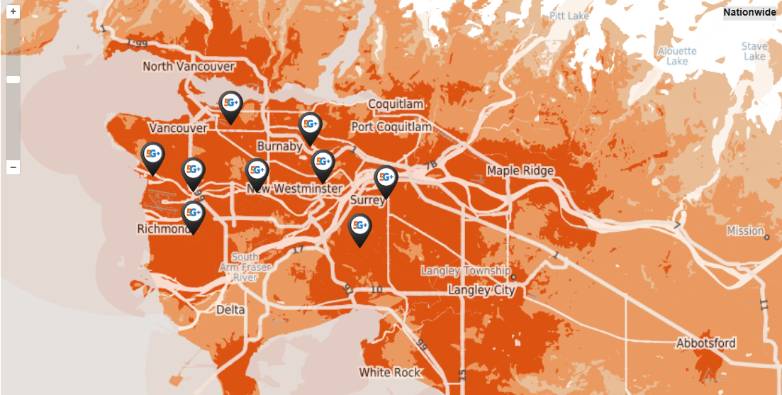 Freedom Mobile 5G coverage in British Columbia