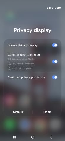Privacy Display menu 2