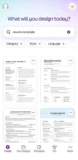 Canva app resume templates