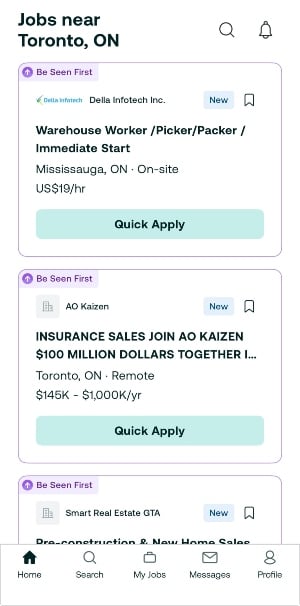 ZipRecruiter app showing nearby remote jobs