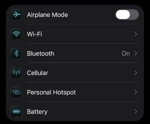 iPhone hotspot menu iPhone hotspot menu